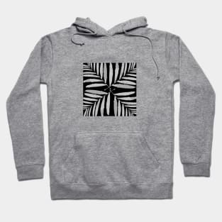 Geometric palm leaves silver grey on black , leaves, tropical , fall,  TeePublic Hoodie